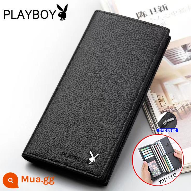 Playboy Ví Nam Phiên Bản Dài Dây Kéo Da Thật 2023 Mới Bằng Lái Xe Tích Hợp Đựng Thẻ Túi Ly Hợp Ví - Phần cứng Đen 01 [Da bò 2 lớp + bảo hành 5 năm]