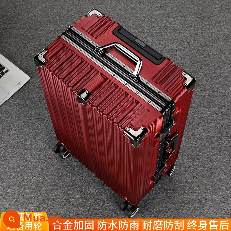 Giá trị cao hành lý khung nhôm xe đẩy mới bền đa năng bánh xe vali nam nữ học sinh hộp da 28 inch - Burgundy [Mật khẩu kép hợp kim chống cạy] Dày năm lớp, chống trầy xước và chống mài mòn