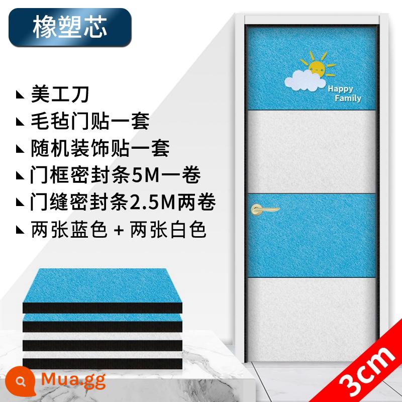 Miếng dán cách âm cửa phòng ngủ bông cách âm chống ồn artifact cửa chống trộm bông tiêu âm tự dính bông siêu tiêu âm dán tường - [Lõi nhựa cao su cốt thép 3cm] 2 tấm trống xanh + 2 tấm trắng (100*50cm)