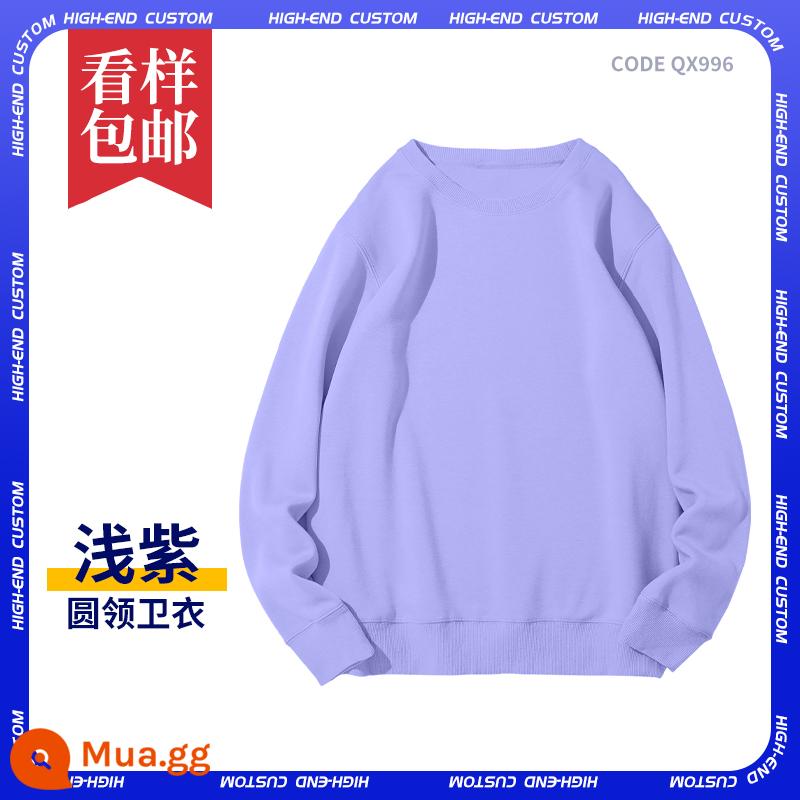 Áo tùy chỉnh quần áo làm việc tự làm đồng phục lớp áo hoodie in logo tay dài nam nữ quần áo tự làm - A-tím nhạt