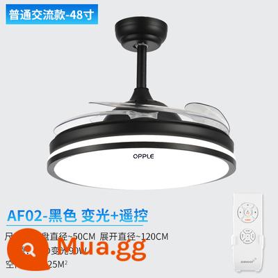 Op LED Quạt Trần Tích Hợp Phòng Khách Chiếu Sáng Gia Đình Vô Hình Biến Tần Số Quạt Trần Đèn Phòng Ăn Bluetooth Quạt Trần Đèn - 48 inch một mặt màu đen và ba màu + điều khiển từ xa + chuyển đổi tần số