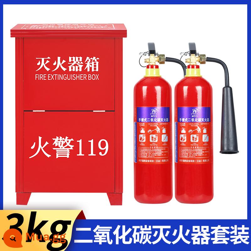 Bình chữa cháy carbon dioxide 2/3/5kg di động xe gia đình với CO2 xe đẩy đá khô phòng máy khí lỏng - bộ 3kg carbon dioxide