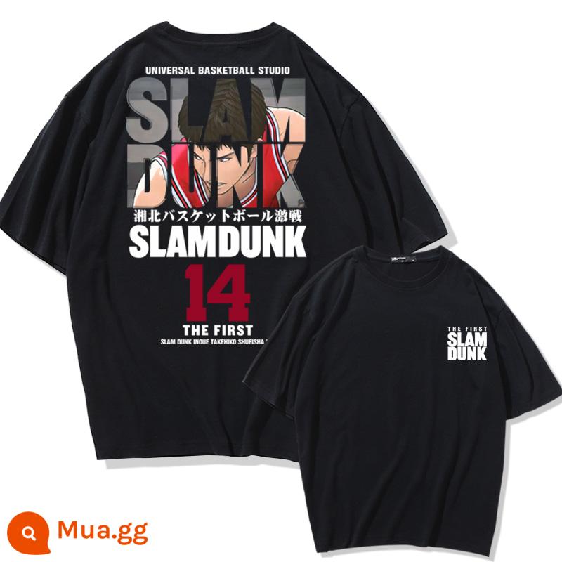 Mùa Hè 2023 Slam Dunk Áo Thun Ngắn Tay Nam Tất Cả Các Trận Đấu Bóng Rổ Quần Áo Dáng Rộng Hợp Thời Trang Sakuragi Flower Road Khớp Nửa Tay - Số 14 Mitsui SLAM-Đen