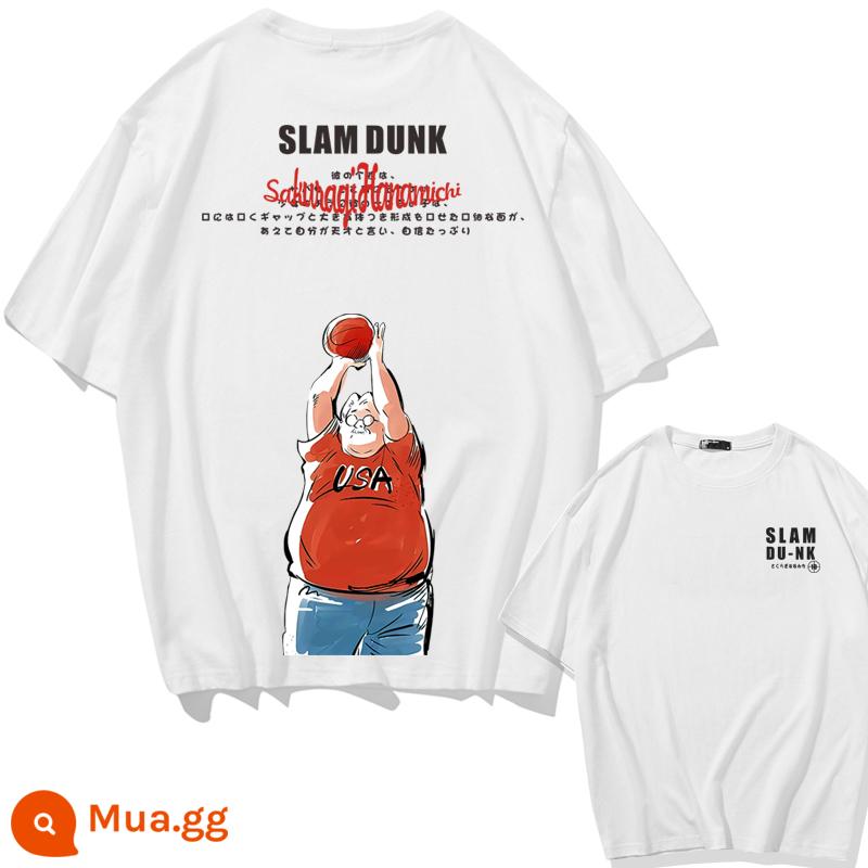 Mùa Hè 2023 Slam Dunk Áo Thun Ngắn Tay Nam Tất Cả Các Trận Đấu Bóng Rổ Quần Áo Dáng Rộng Hợp Thời Trang Sakuragi Flower Road Khớp Nửa Tay - Anh Anzai Shot-Trắng