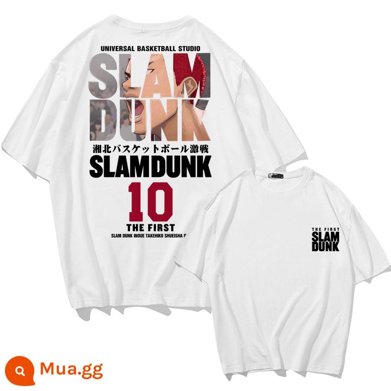 Mùa Hè 2023 Slam Dunk Áo Thun Ngắn Tay Nam Tất Cả Các Trận Đấu Bóng Rổ Quần Áo Dáng Rộng Hợp Thời Trang Sakuragi Flower Road Khớp Nửa Tay - Số 10 Sakuragi SLAM-Trắng