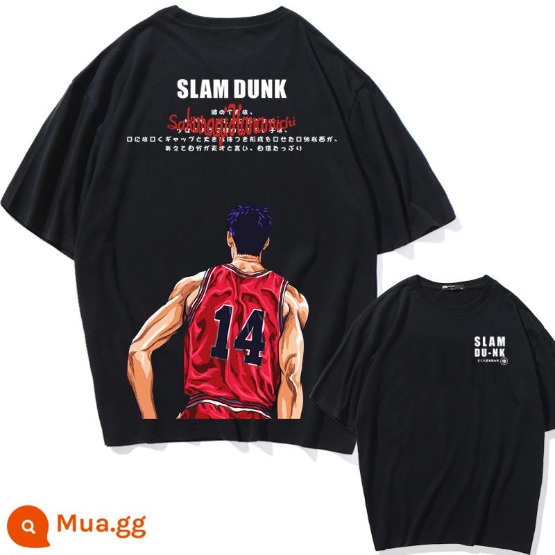 Mùa Hè 2023 Slam Dunk Áo Thun Ngắn Tay Nam Tất Cả Các Trận Đấu Bóng Rổ Quần Áo Dáng Rộng Hợp Thời Trang Sakuragi Flower Road Khớp Nửa Tay - Tiếng Anh số 14-Đen