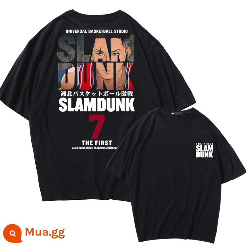 Mùa Hè 2023 Slam Dunk Áo Thun Ngắn Tay Nam Tất Cả Các Trận Đấu Bóng Rổ Quần Áo Dáng Rộng Hợp Thời Trang Sakuragi Flower Road Khớp Nửa Tay - Số 7 Miyagi SLAM-Đen