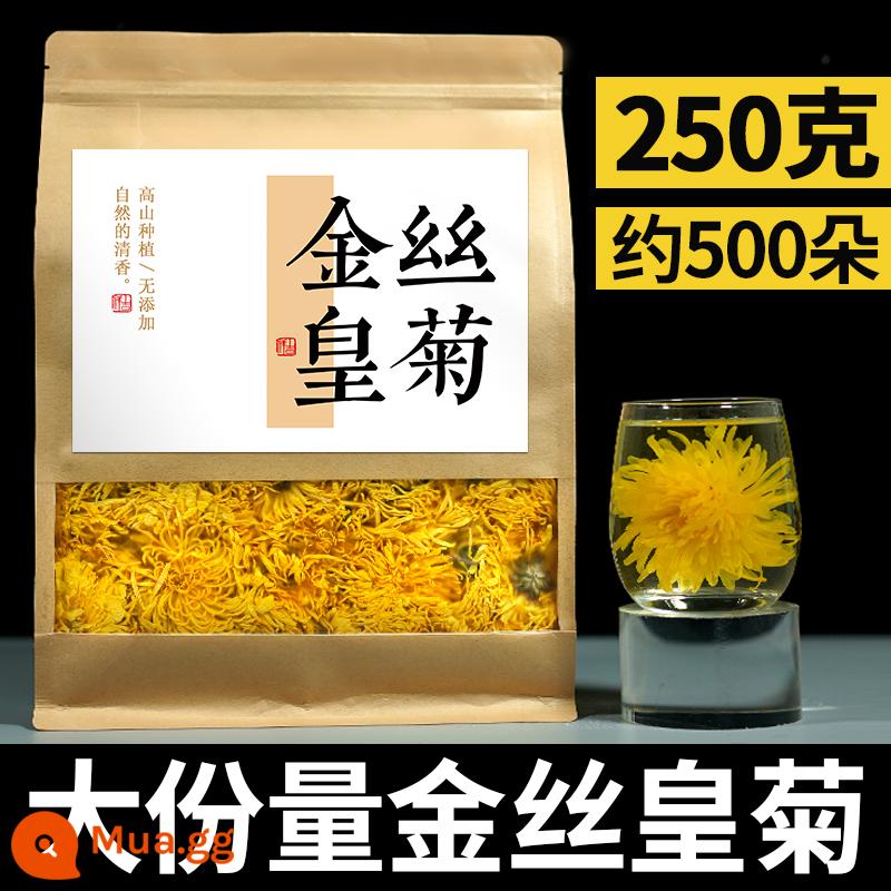 Chrysanthemum Tea Golden Silk Hoàng đế Chrysanthemums Một ly hộp quà tặng hoa cúc lớn màu vàng lớn - 1 túi lớn nặng tổng cộng 250 gram (khoảng 500 bông hoa)