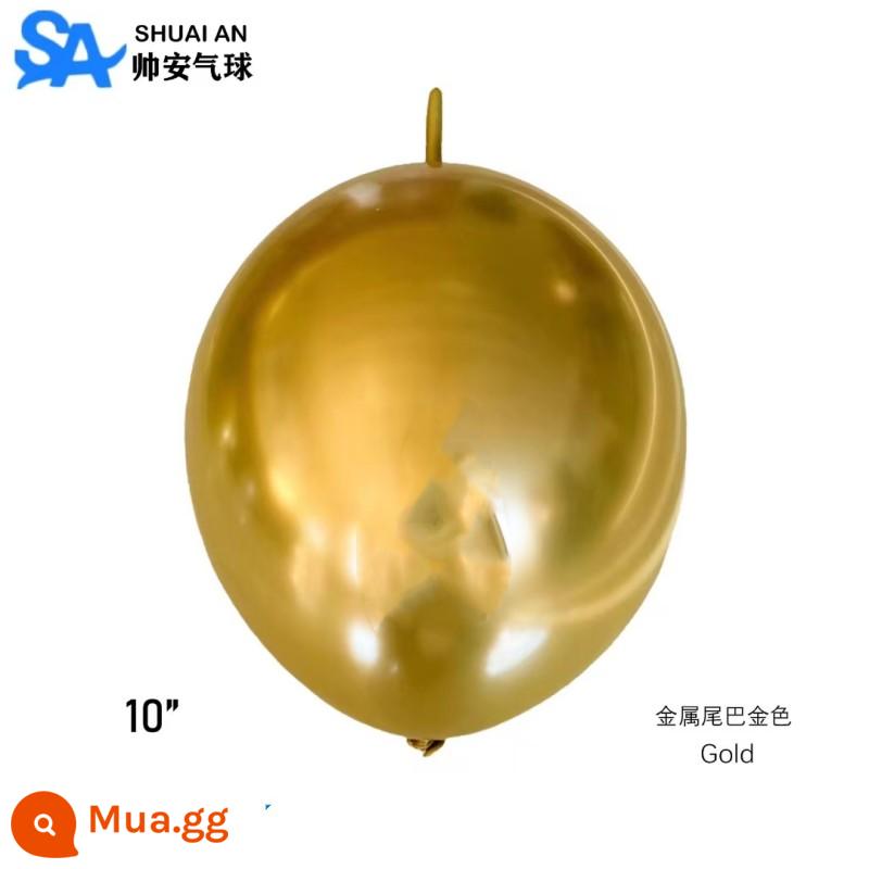 Shuai'an 5/10 inch 12 inch dày kim loại vàng đen bóng tròn sinh nhật trẻ em đám cưới tháng 5 Đảng - 50 miếng bóng đuôi kim loại vàng 10 inch