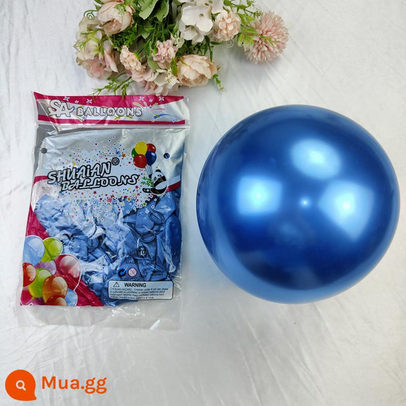 Shuai'an 5/10 inch 12 inch dày kim loại vàng đen bóng tròn sinh nhật trẻ em đám cưới tháng 5 Đảng - 10 inch 2.2g màu xanh kim loại 50 chiếc