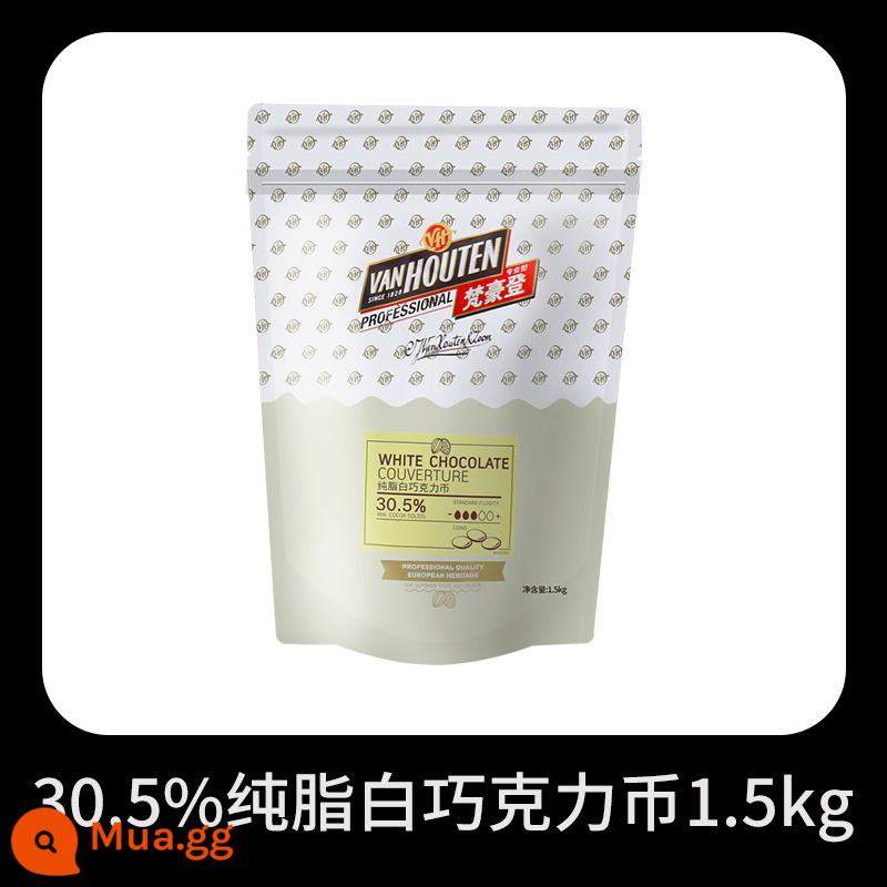 Baile van Houten Đồng xu sô cô la đen Nguyên liệu làm bánh sô cô la trắng bơ sữa nguyên chất 65% - Đồng Xu Socola Trắng Van Houten 30.5% 1.5kg