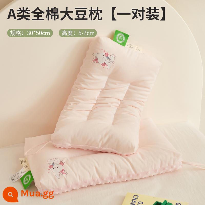 Gối trẻ em cotton loại A cho bé trên 6 tuổi, lõi gối Doudou, cặp gia đình, gối nhỏ học sinh, ngủ trưa cho nam - Gối Beanie 100% cotton loại A-Gối ngủ-Hoa-30x50cm[Cặp]