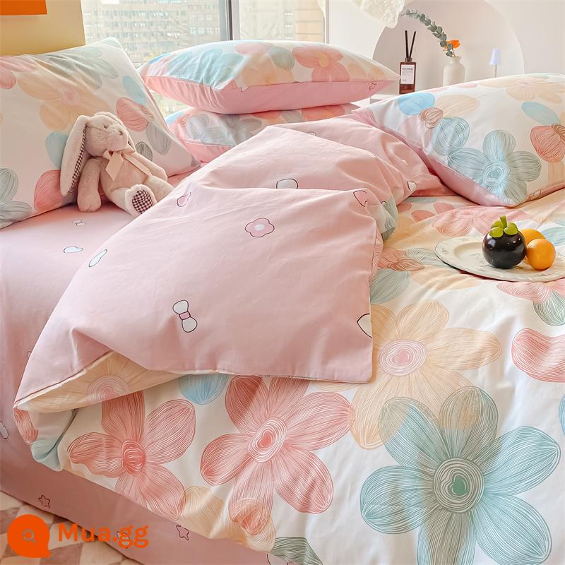 Nguyên Chất Cotton Vỏ Chăn Đơn 150X200X230 Ga Giường Cotton Vỏ Chăn Đơn 180X220 Vỏ Chăn Dày - Hoa hồng [100% cotton]