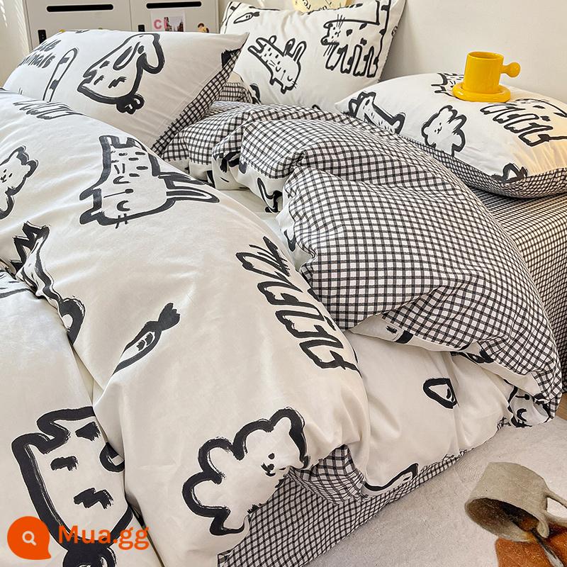 Cotton dày vỏ chăn đơn mảnh 100 bông nguyên chất vỏ chăn 150x200 tấm chăn 200x230 lõi chăn mùa đông vỏ 1.5 mét - Thiên đường graffiti nhỏ [100% cotton thích hợp để ngủ khỏa thân]