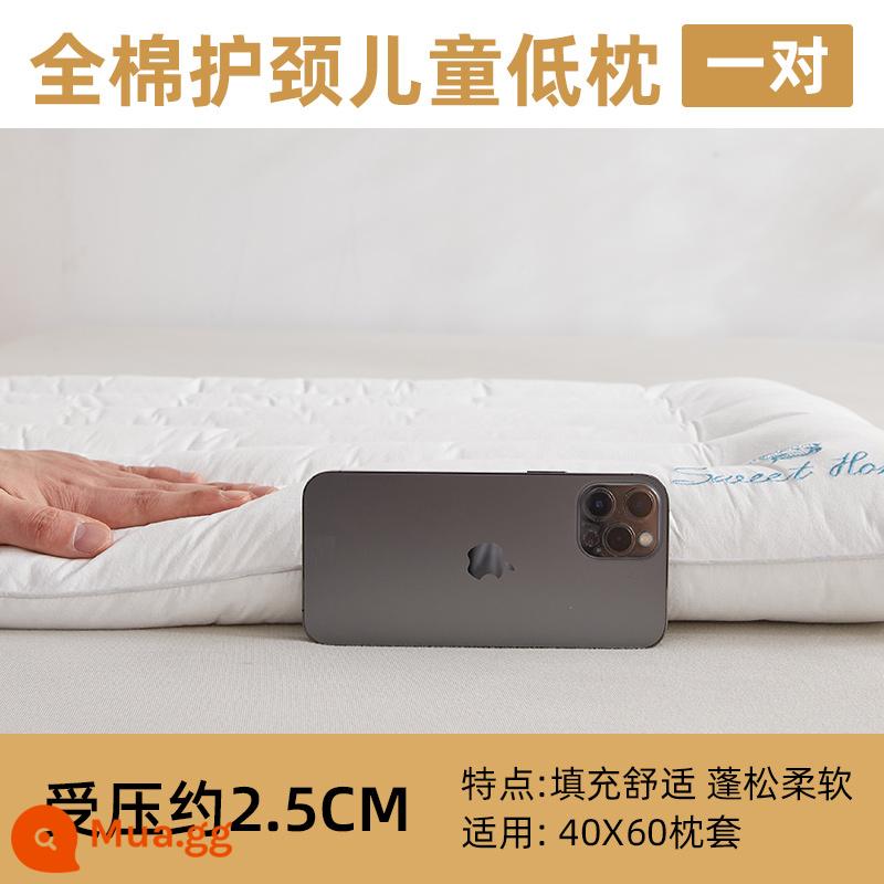 Gối thấp Gối thấp Ultra -thin Gối mềm Đổ mềm Gối mềm Nhà Single Chăm sóc Nam Cerr - Gối kê cổ cotton 40x60 cho bé [cặp]