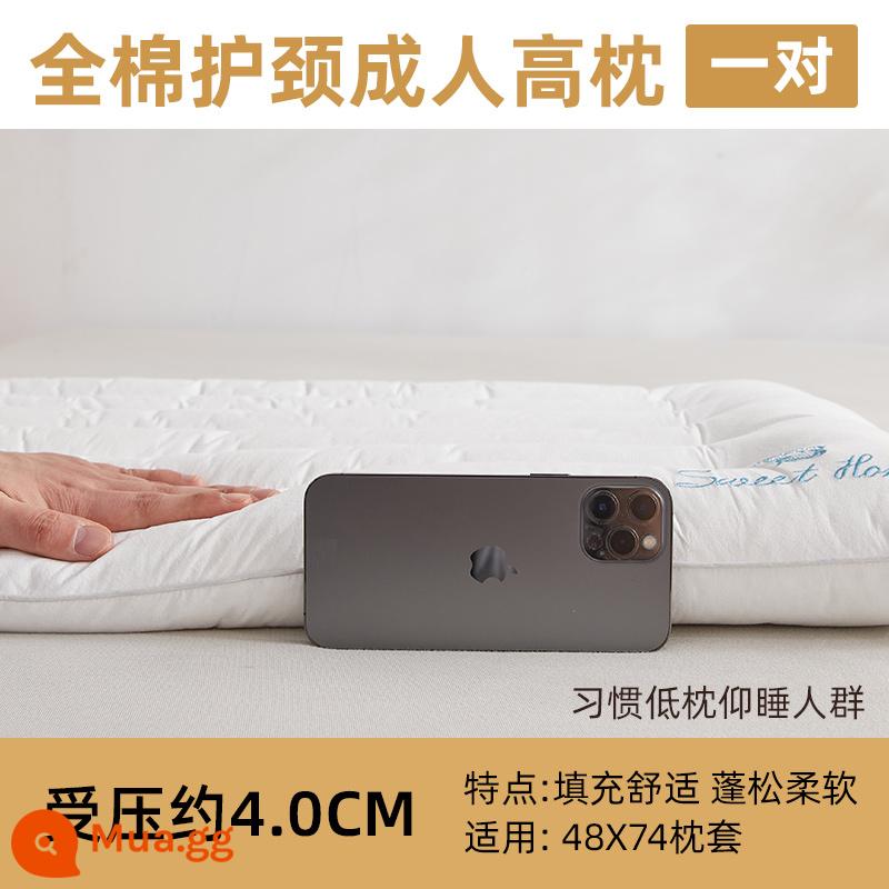 Gối thấp Gối thấp Ultra -thin Gối mềm Đổ mềm Gối mềm Nhà Single Chăm sóc Nam Cerr - Gối kê cổ cotton 48x74 [cặp]