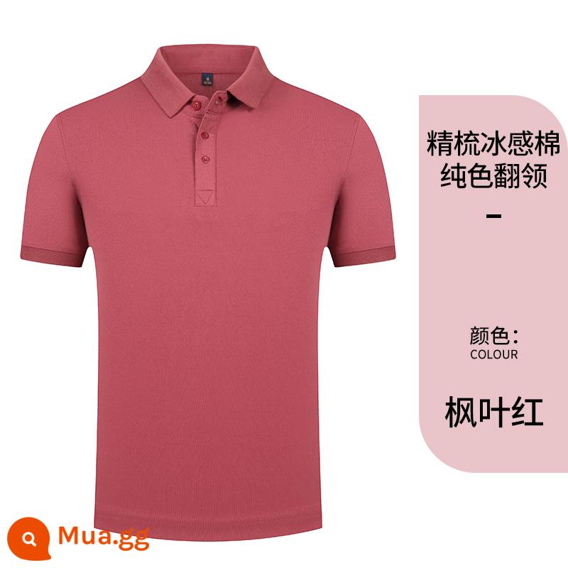 Quần áo làm việc tùy chỉnh T-shirt quần áo làm việc tùy chỉnh-thực hiện đội mùa hè cotton văn hóa quảng cáo áo POLO ngắn tay in LOGO - Mẫu G-Lá Phong Đỏ