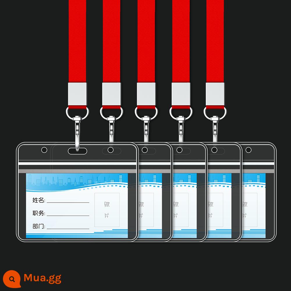 Thẻ làm việc không thấm nước trong suốt thương hiệu nhà máy huy hiệu thẻ nhân viên huy hiệu huy hiệu thẻ làm việc tùy chỉnh tên thẻ làm việc tùy chỉnh - (5 bộ) ngang đỏ