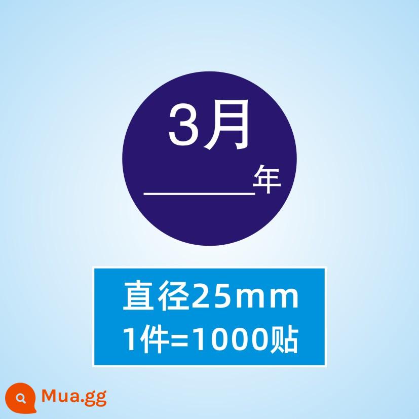 Hình dán nhãn tròn tháng 1-tháng 12 nhãn phân loại nhãn tự dính chất liệu hình tròn nhãn dán nhãn dán kỹ thuật số - Tháng ba cùng năm (1 miếng = 1000 miếng dán)