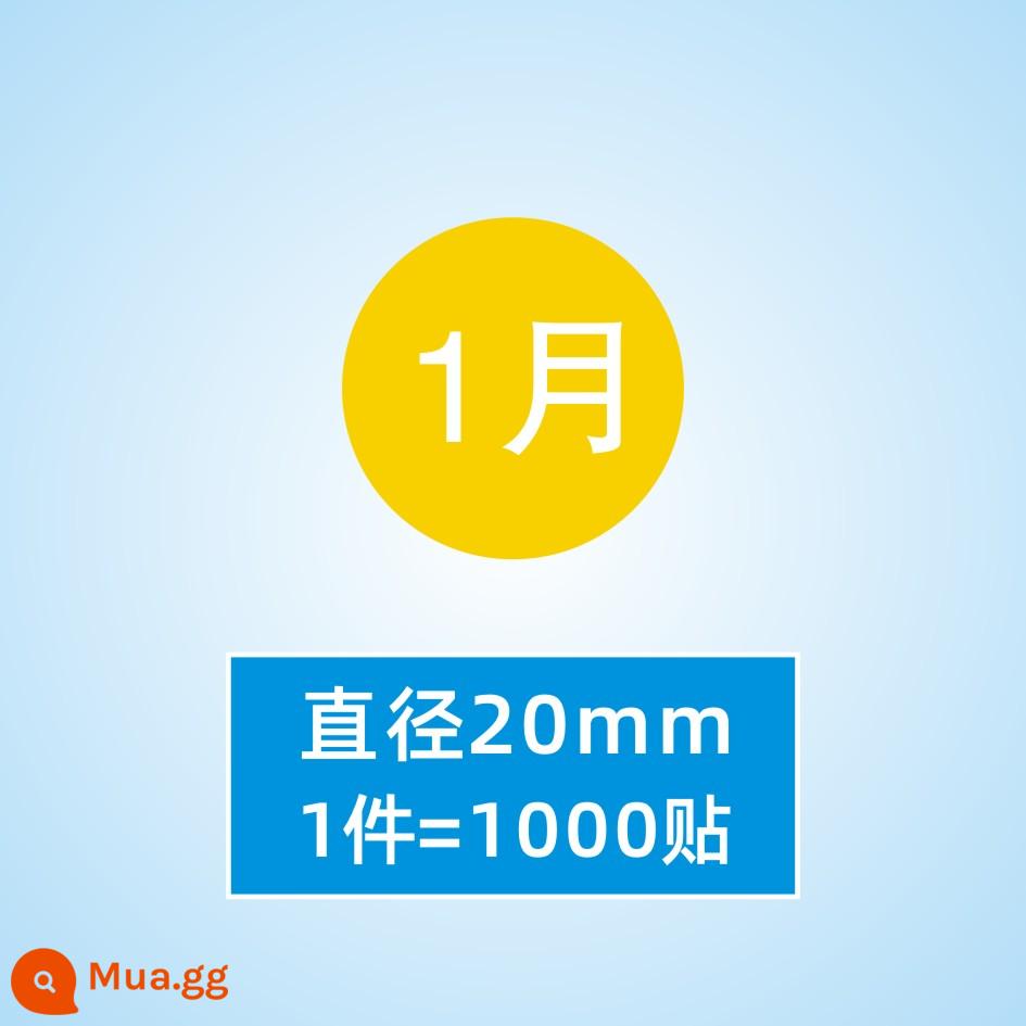 Hình dán nhãn tròn tháng 1-tháng 12 nhãn phân loại nhãn tự dính chất liệu hình tròn nhãn dán nhãn dán kỹ thuật số - Tháng 1 (1 miếng = 1000 miếng dán)