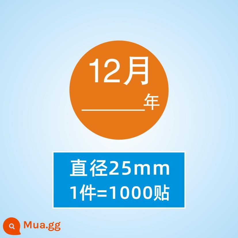 Hình dán nhãn tròn tháng 1-tháng 12 nhãn phân loại nhãn tự dính chất liệu hình tròn nhãn dán nhãn dán kỹ thuật số - Tháng 12 cùng năm (1 miếng = 1000 miếng dán)