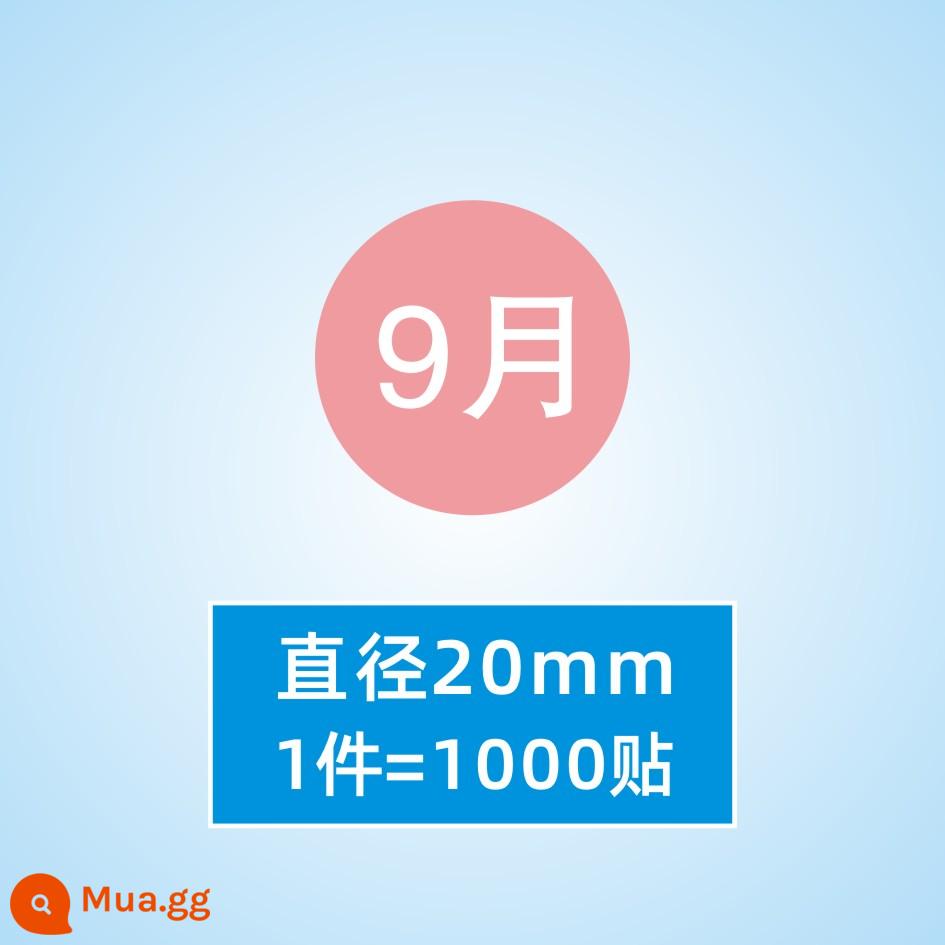 Hình dán nhãn tròn tháng 1-tháng 12 nhãn phân loại nhãn tự dính chất liệu hình tròn nhãn dán nhãn dán kỹ thuật số - Tháng 9 (1 miếng = 1000 nhãn dán)