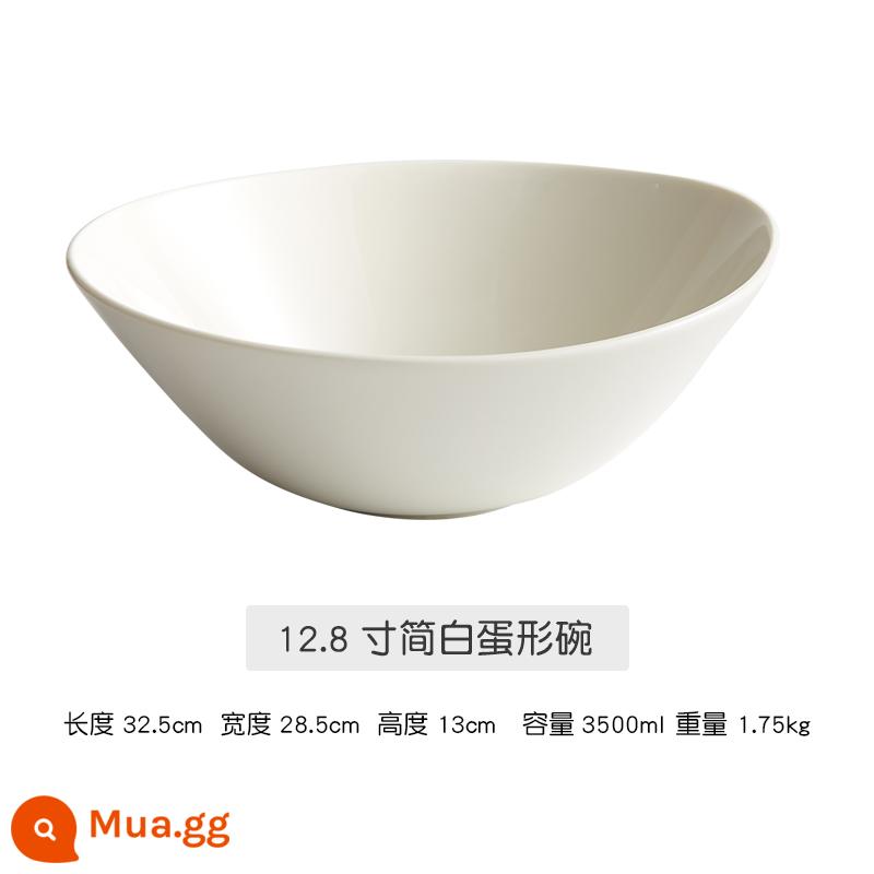 2022 Màu Trung Quốc mới -Phong cách Underglaze Super White Soup Bowl Geramic Cao -Level Tinh chế Nhà dưa cải - 12.8 -inch bát trứng trắng đơn giản