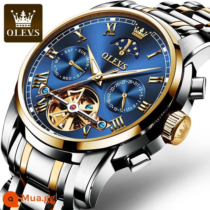 Đồng Hồ Nam Chính Hãng Đồng Hồ Cơ Nam Tourbillon Tự Động Thụy Sĩ Rỗng Kinh Doanh Chống Thấm Nước Thương Hiệu Top Ten - Mì xanh Jianjin (tặng kèm thắt lưng + vòng tay Tỳ hưu + bảo hành 10 năm)