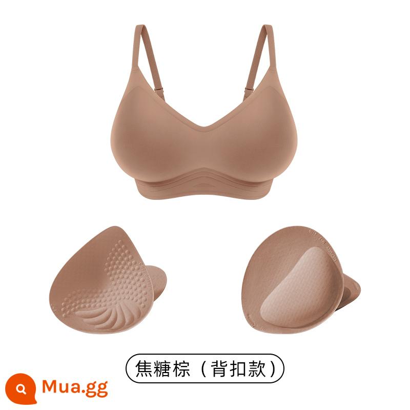 Lucky Cotton Quần lót mở rộng dành cho nữ Soft Peach Cup Vú nhỏ cho thấy sự tập hợp lớn hơn Mềm mại Hỗ trợ đồ lót liền mạch Mặc rương hoạt hình - Khóa lưng màu nâu caramel