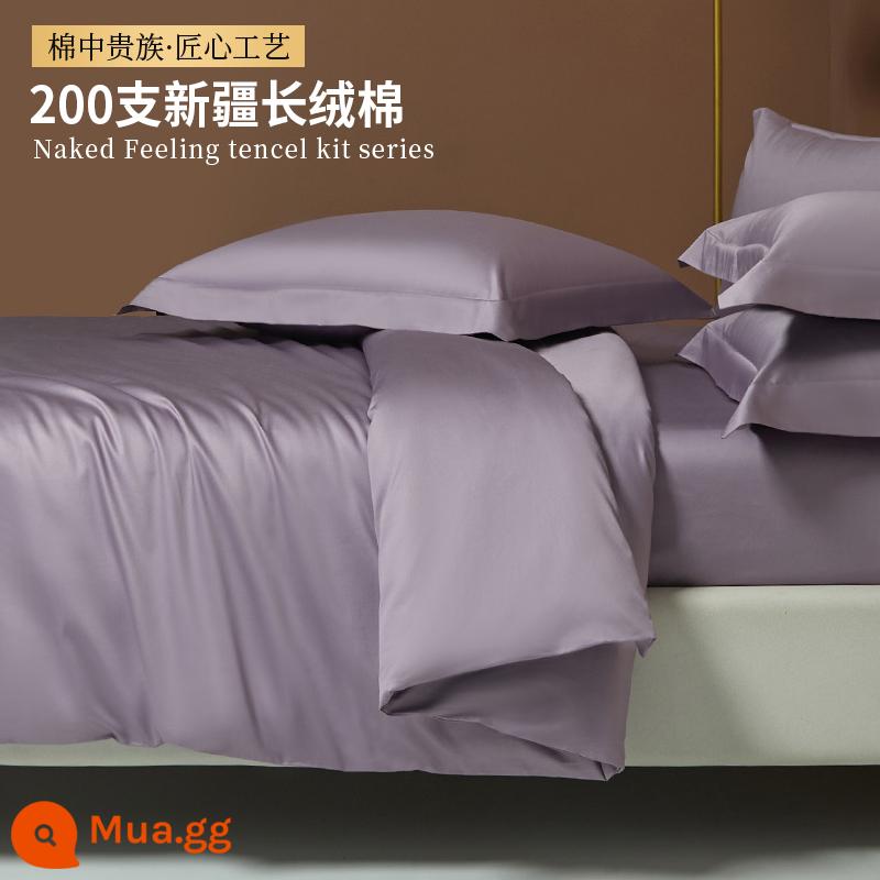 Loại A 200-tính cotton một mảnh vỏ chăn Bộ bốn mảnh cotton 150x200x230 đơn đôi vỏ chăn Bộ 3 mảnh - Màu tím hồng nhẹ nhàng