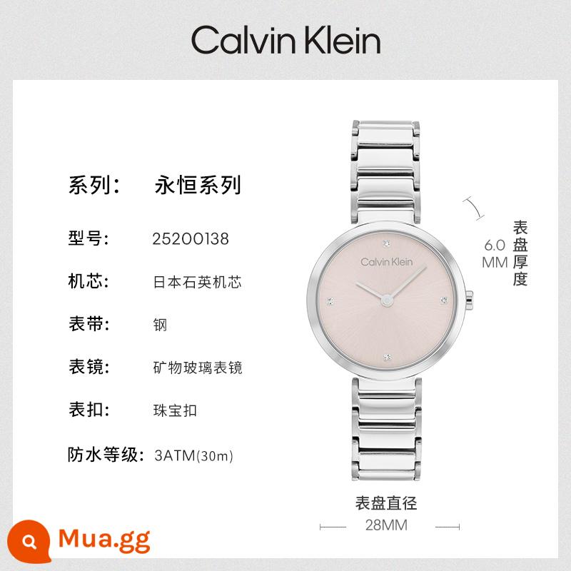 [Quà tặng 520] Đồng hồ đeo tay nữ kiểu Anh CK Eternal Series chính hãng của CalvinKlein - Màu thép 25200138