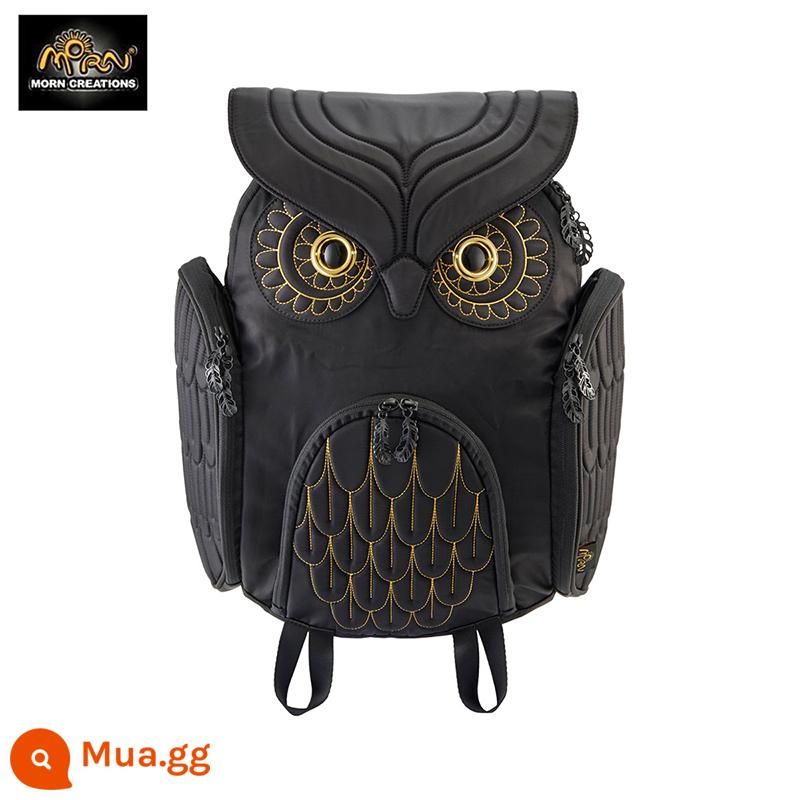 Phòng trưng bày thiết kế Hồng Kông Morn Creations Ba lô Owl Phong cách Âu Mỹ Túi thông thường Dung tích lớn Thời trang - Đen chỉ vàng size L (OW-381)