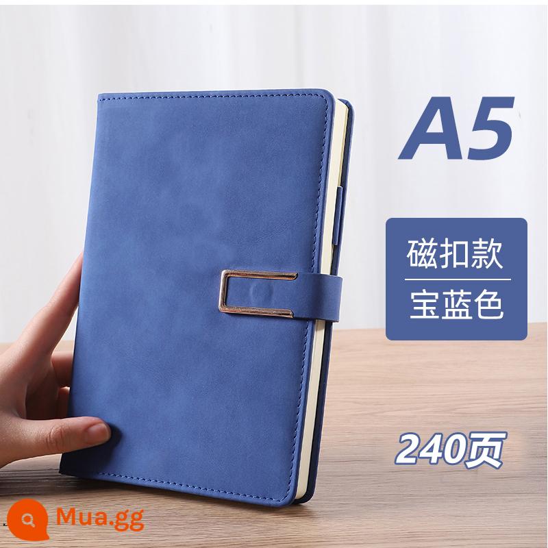 Sổ tay sách đơn giản ins gió kỳ thi tuyển sinh đại học a5 da mềm notepad văn phòng kinh doanh dày nhật ký văn học tài khoản sổ tay sổ làm việc hội nghị kỷ lục sách bán buôn tùy chỉnh có thể in logo - Blue - Buckle 240 trang + 1 bút