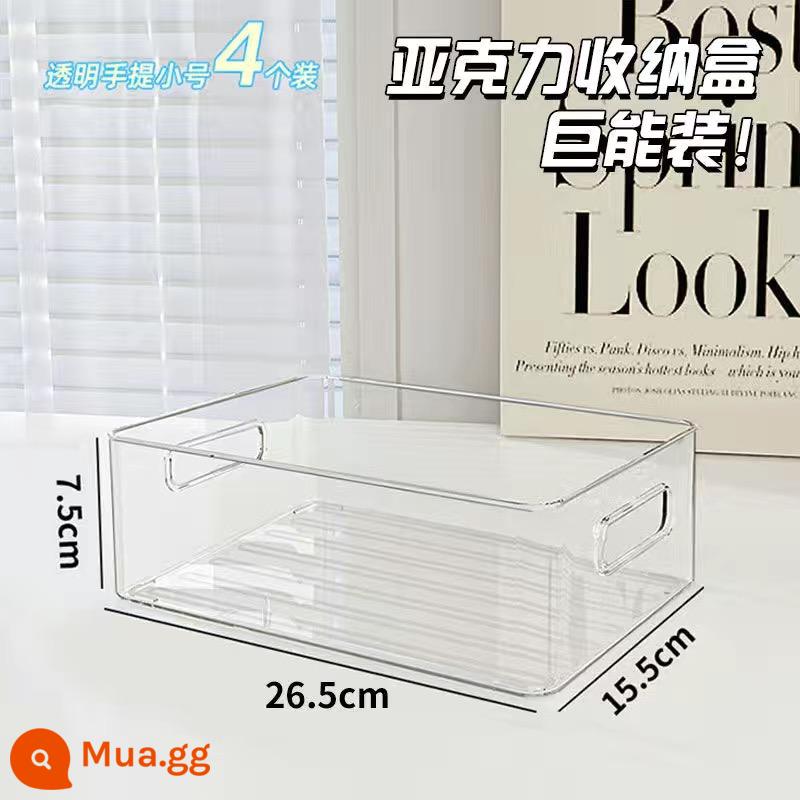 Máy Tính Để Bàn Hộp Bảo Quản Acrylic Mỹ Phẩm Đồ Ăn Nhẹ Giỏ Trong Suốt Sản Phẩm Chăm Sóc Da Mặt nạ Tổ Chức Ký Túc Xá Đồ Lặt Vặt Giá Để Đồ - Túi xách trong suốt có thể xếp chồng lên nhau [gói 4]