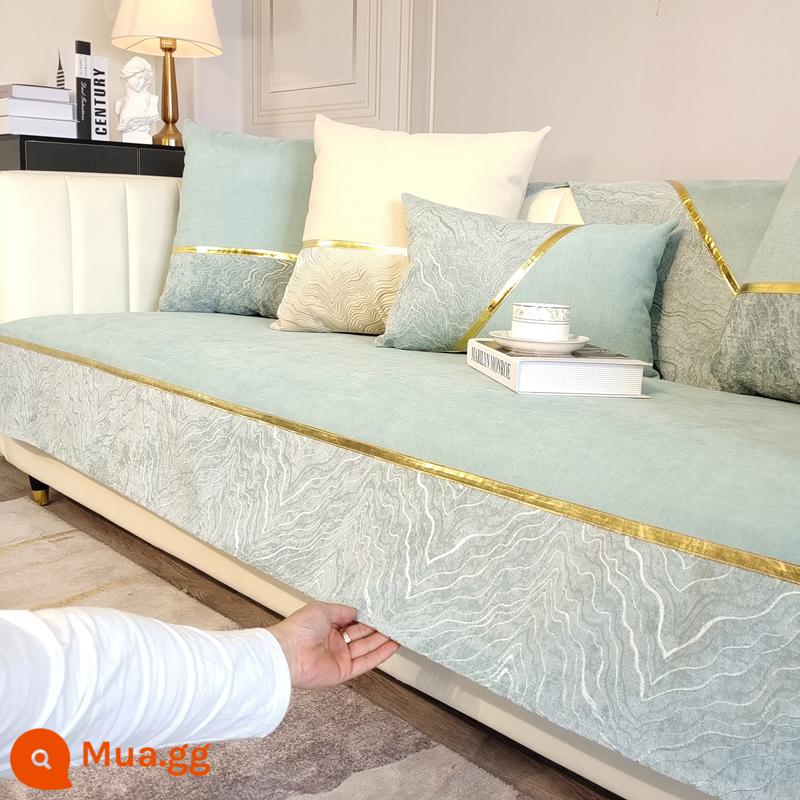 Đệm sofa sang trọng nhẹ bốn mùa phổ quát chống trượt mới hiện đại tối giản đệm chenille da cao cấp bọc ghế sofa tùy chỉnh - Meiyun-Xanh nhạt