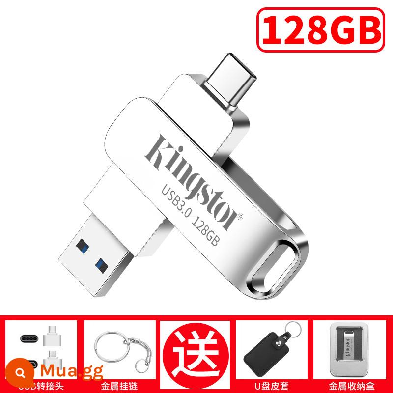 Ổ đĩa flash Jintuton đích thực 1000G Máy tính bảng Apple Android công dụng kép 256G bốn trong một dung lượng lớn 512G - [Mẫu Android TYPEC] Bạc 128G