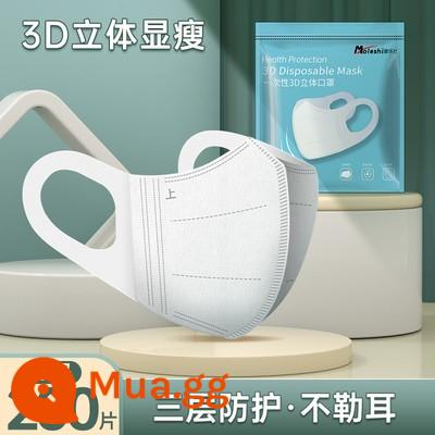 Mặt nạ 3D ba chiều nữ mệnh giá cao đen trắng dùng một lần 2023 lưới chống nắng mới màu đỏ không ôm sát tai nam phần mỏng hợp thời trang - [3D lập thể] M size trắng 200 miếng [Giảm béo lập thể 3D]