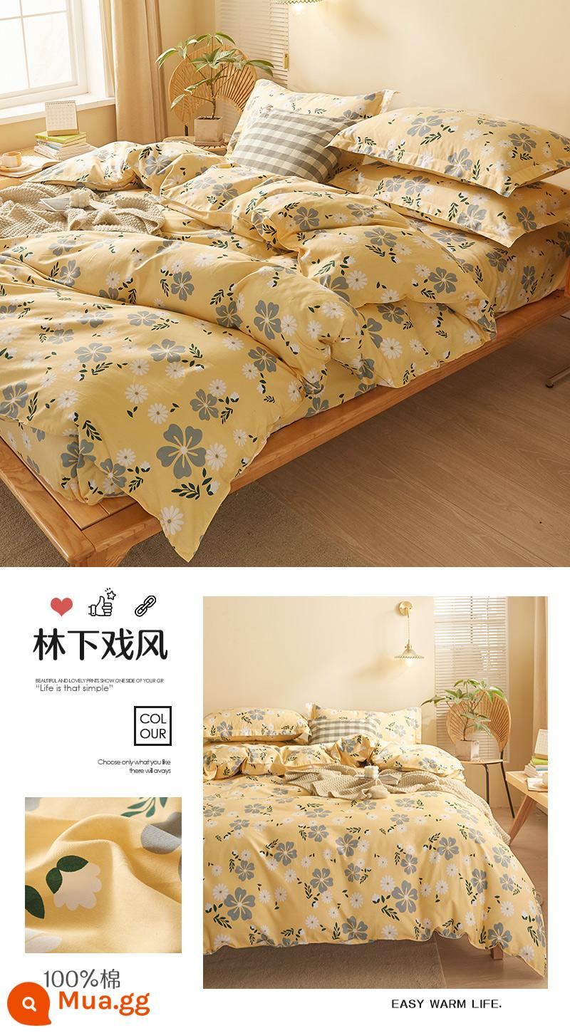 Cotton Dày Dặn Vỏ Chăn Đơn Vỏ Chăn 100 Cotton 150X200X230 Bộ Chăn Ga Chăn Đơn Ký Túc Xá Sinh Viên mùa Đông - Chơi trong rừng