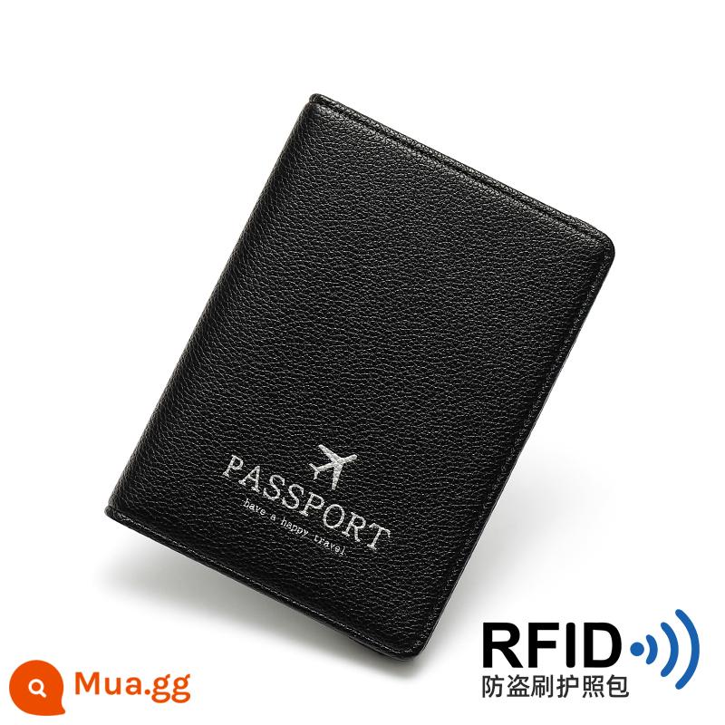 Ví đựng hộ chiếu nữ 2022 mới thời trang nữ đựng hộ chiếu rfid chống thẻ từ bảo vệ bao đựng tài liệu đựng hộ chiếu túi đựng hộ chiếu - đen