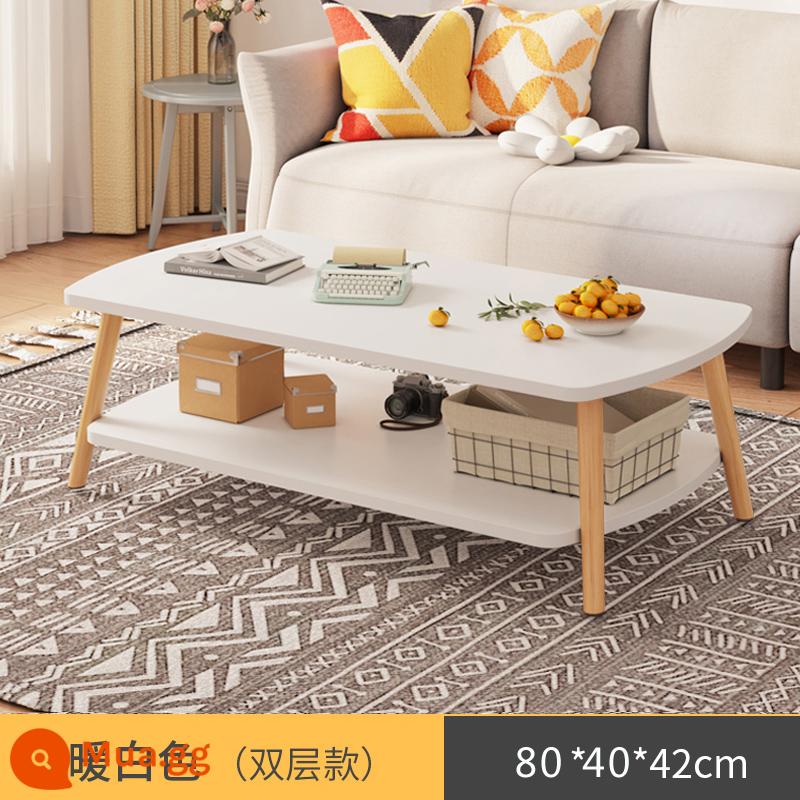 Bàn cà phê phòng khách nhà căn hộ nhỏ sofa bàn trà bên một vài đơn giản cho thuê bàn nhỏ đơn giản hiện đại bàn uống trà - [Mẫu hai lớp trong hình ảnh chính] Trắng ấm 80 * 40CM