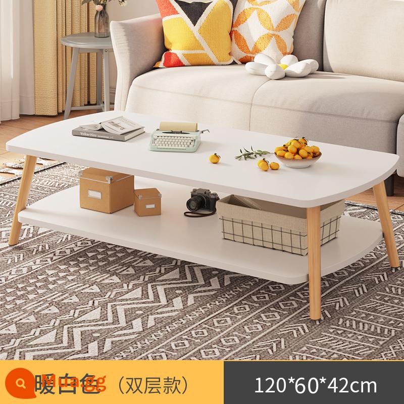 Bàn cà phê phòng khách nhà căn hộ nhỏ sofa bàn trà bên một vài đơn giản cho thuê bàn nhỏ đơn giản hiện đại bàn uống trà - [Mẫu hai lớp trong hình ảnh chính] Trắng ấm 120 * 60CM