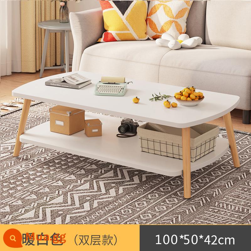 Bàn cà phê phòng khách nhà căn hộ nhỏ sofa bàn trà bên một vài đơn giản cho thuê bàn nhỏ đơn giản hiện đại bàn uống trà - [Mẫu hai lớp trong hình ảnh chính] Trắng ấm 100 * 50CM