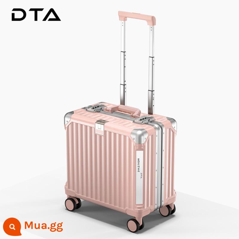 Nhật Bản DTA vali nữ nhỏ nội trú 18 inch câm mật khẩu mới vali nam 20 inch trường hợp xe đẩy - Màu hồng Sakura (kiểu ngang + móc + túi đựng máy tính)