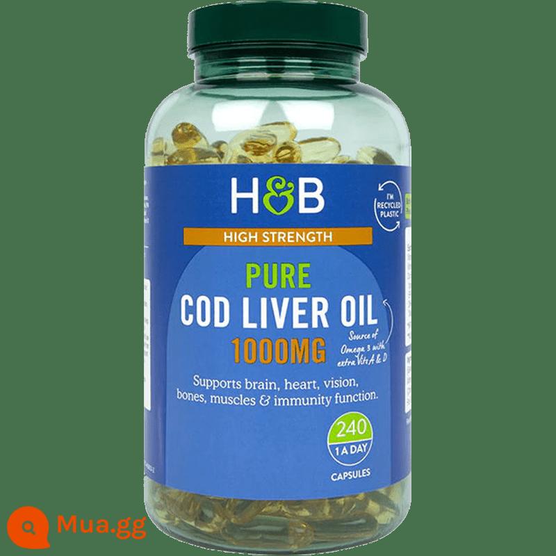 Dầu gan cá tuyết HB Holland Barrett của Anh Viên nang DHA 240 viên Dầu gan cá tuyết biển sâu - 240 viên [90% người dùng chọn hiệu suất cao]