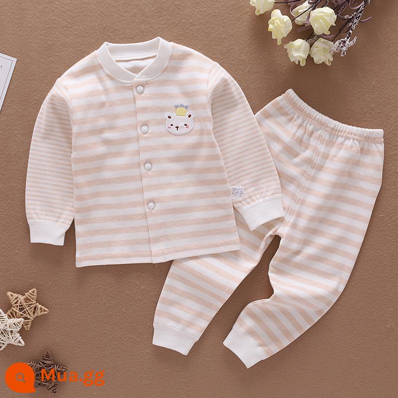 Mùa xuân và mùa thu trẻ sơ sinh và trẻ nhỏ quần áo sơ sinh cotton nguyên chất không xương quần áo mùa thu vệ sinh quần cardigan quần áo trẻ em bộ đồ lót 1 - Vỏ cổ đứng không xương màu vàng 100471