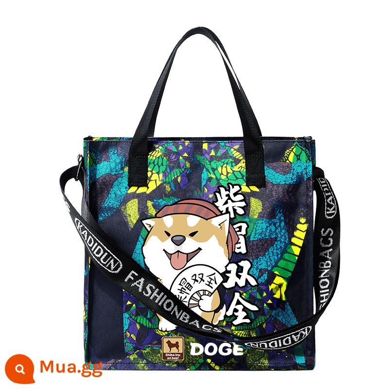 Carditon Shiba Inu Hoạt Hình Túi Vải Oxford Teen Học Sinh Túi Đeo Vai Xu Hướng Nam Nữ Hướng Dẫn Túi Túi Tote - v2-vàng-chai và ngoại hình