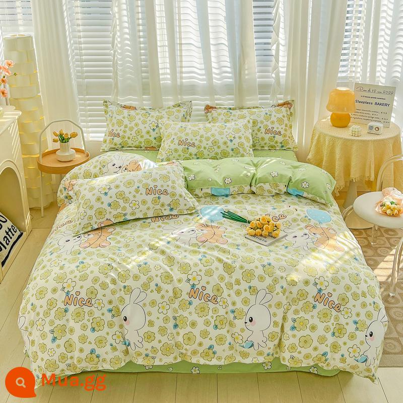 Lưới đỏ cotton nguyên chất 4 mảnh 100 ga trải giường cotton vỏ chăn 1.8 đôi vỏ chăn trải giường Bộ 4 món mùa thu và mùa đông nguồn cung cấp - Chunhua P màu đỏ tím