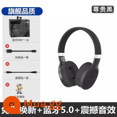 Tai nghe Bluetooth Yibai gắn trên đầu không dây, âm thanh ma thuật, thời lượng pin siêu dài mới, loa siêu trầm chống ồn trò chơi thể thao dành cho nam và nữ - đen tối thượng