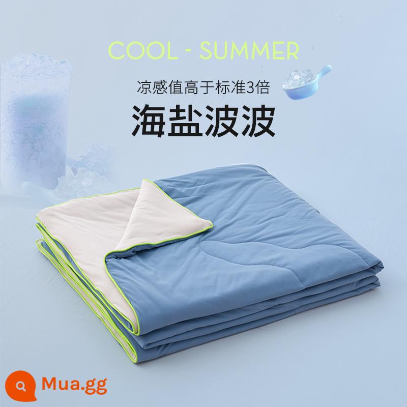 Dưa hấu Chăn đông lạnh Mùa hè Chăn mát Ice Silk Điều hòa không khí Chăn có thể giặt bằng máy Kem đơn Chăn Mỏng Lõi chăn - Sóng muối biển xanh xám