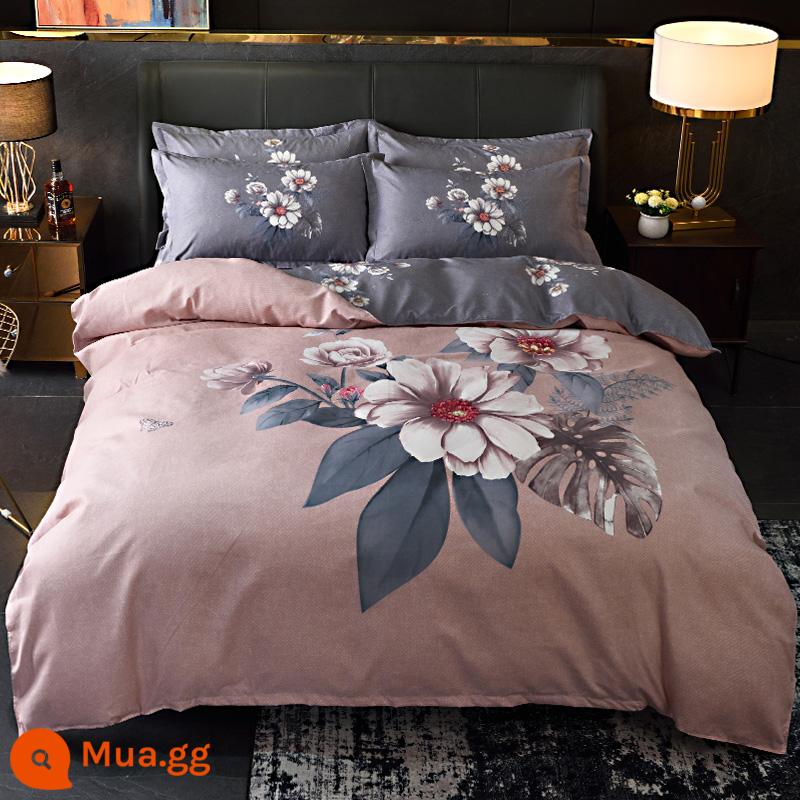 Nguyên Chất Bộ 4 Bộ 100 Cotton Chăn Ga Gối Chần Gòn 1.8 Đôi Vỏ Chăn Giường 4 Bộ mùa Đông Làm Dày - Tình yêu cuồng nhiệt